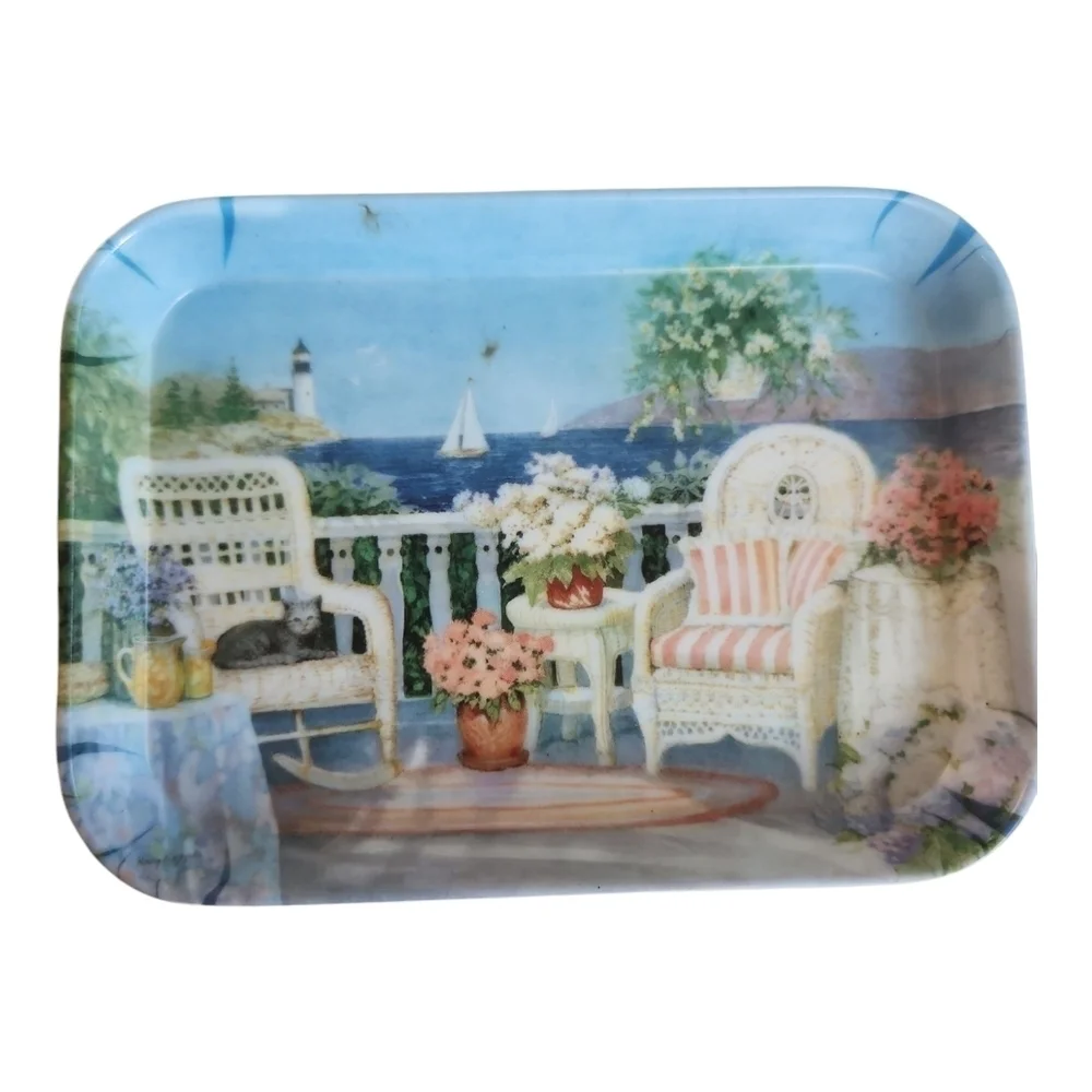 Vintage Melplus Monza Melamine Tray Set Coastal Grandma Aesthetic Made in Italy